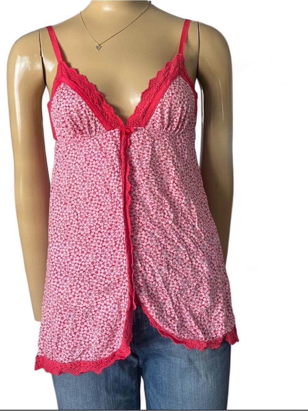 Victoria's Secret Pink Floral Lace-Trim Tank Top